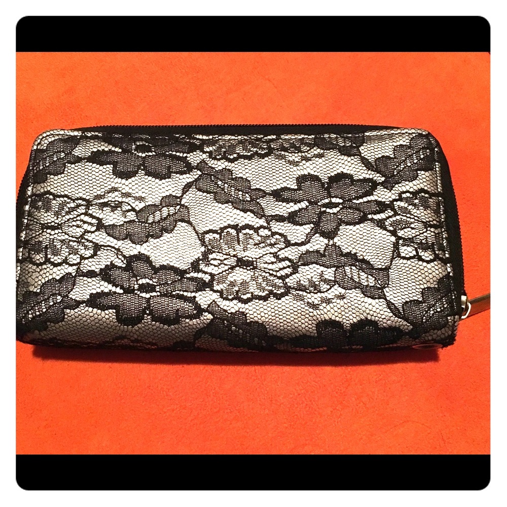 Beautiful Black and Silver Flower Clutch